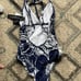 Women's Multi Strap Cross Back One Piece Swimsuit Size 4 Indigo at the Playa