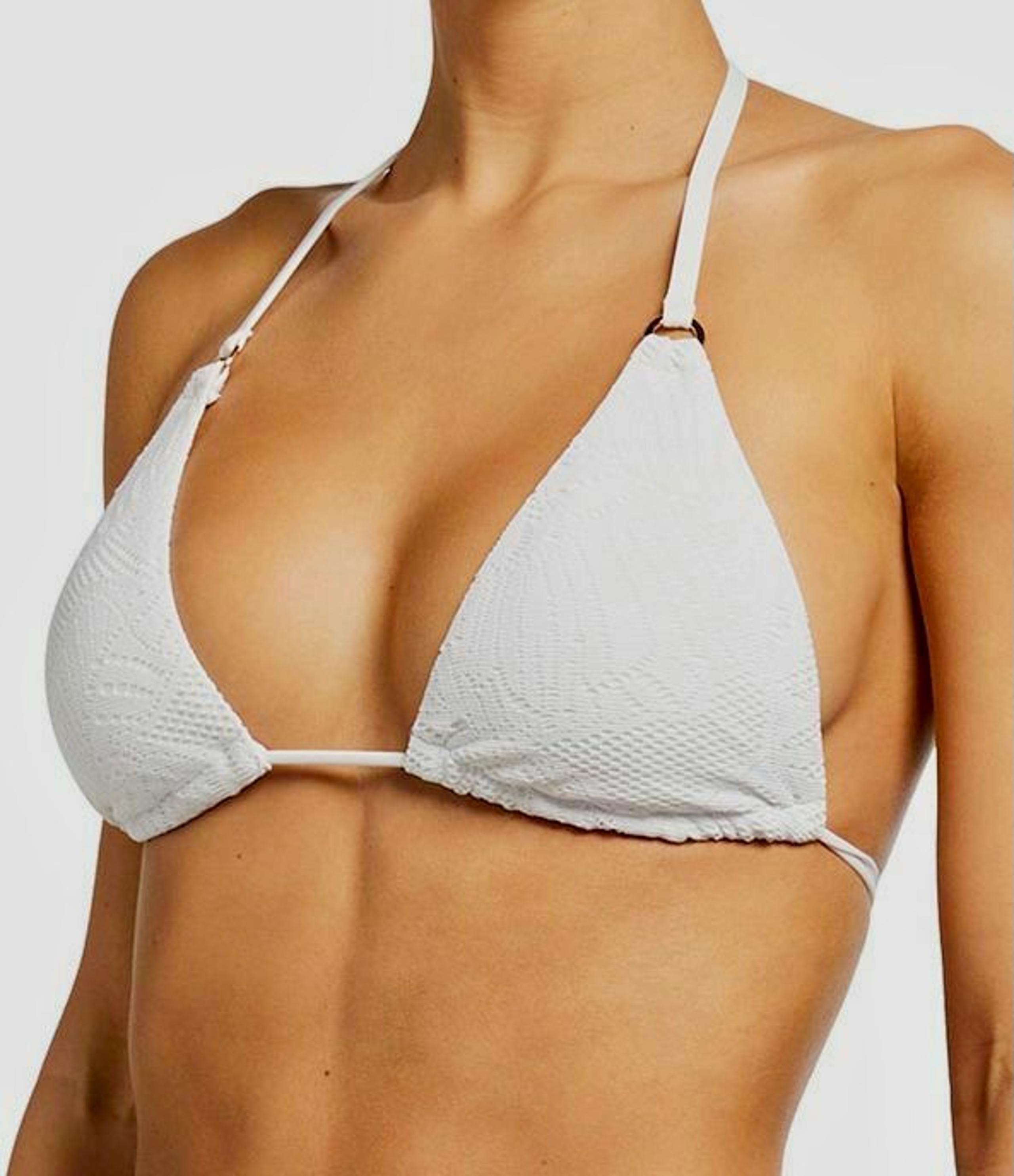 Letarte Women's White Malibu Palm Lace Triangle Bikini Top Swimwear Size Large