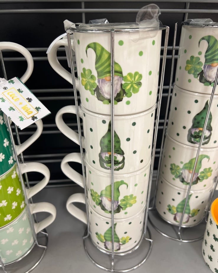 St patrick gnome mug stack