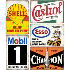 5Pcs Vintage Metal Tin Signs Garage Signs, Man Cave Accessories Old Car Poster