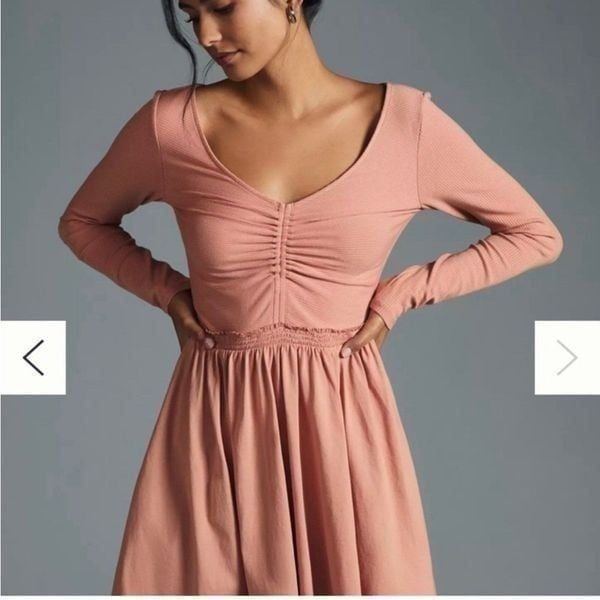 NWT Anthropologie XS Daily Practice Peach Dress