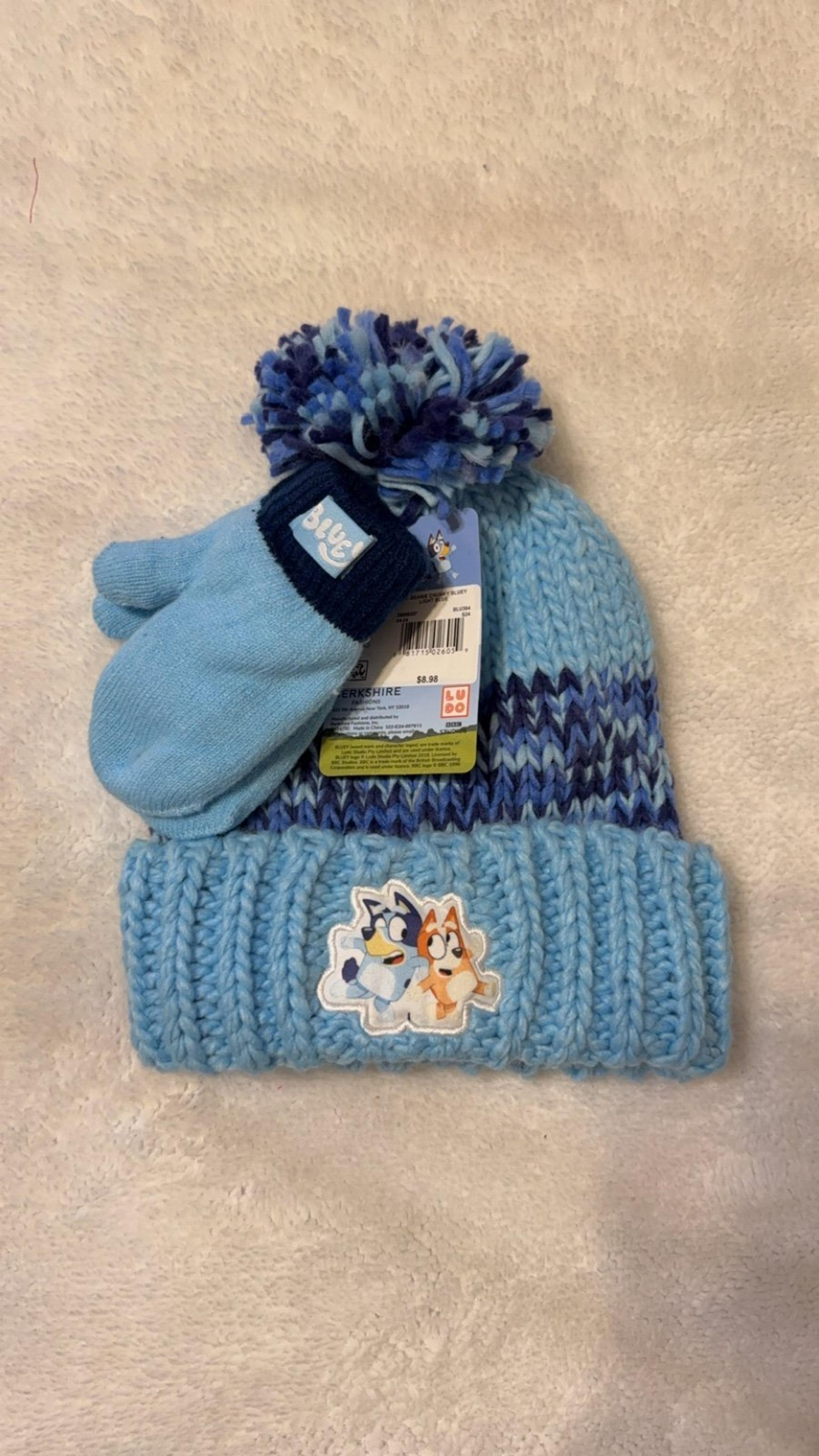 Bluey toddler beanie and mittens