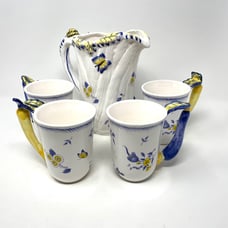 Spode Imperial Garden Pitcher/4 Cups Set Earthenware Collectable Pretty!