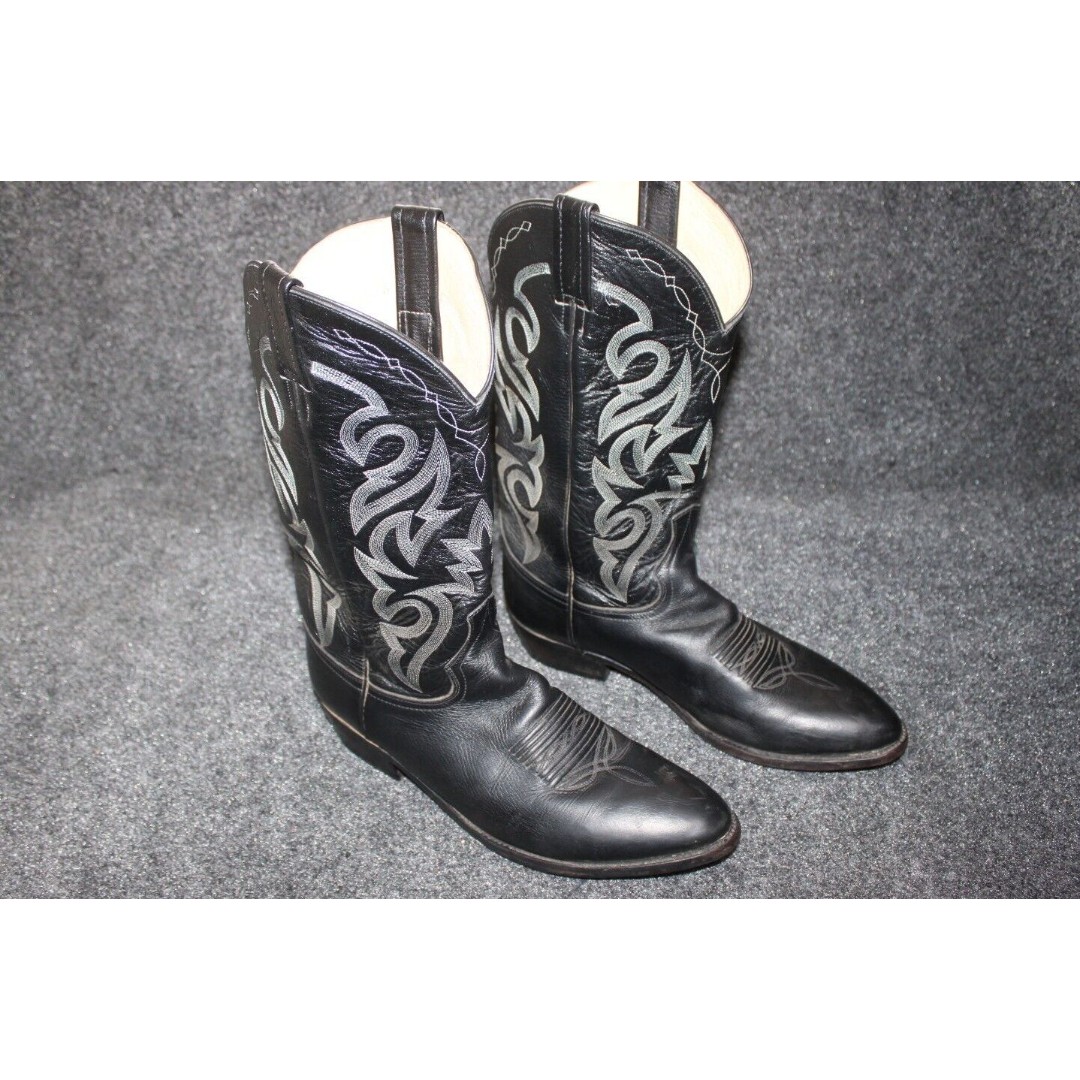 Dan Post Men's Black Western Cowboy Boots 2110 Leather Size 10.5 EW Pointed Toe