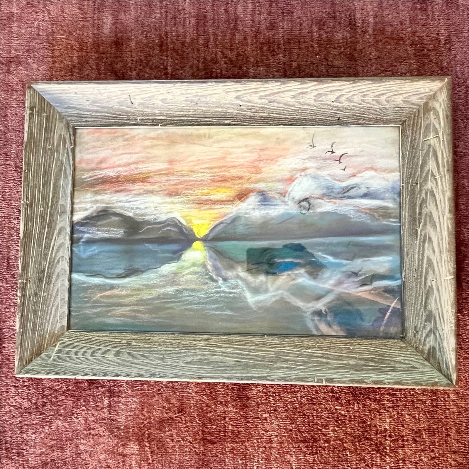 Vintage Original Pastel Seascape Painting - Framed & Signed Jeanne Rice