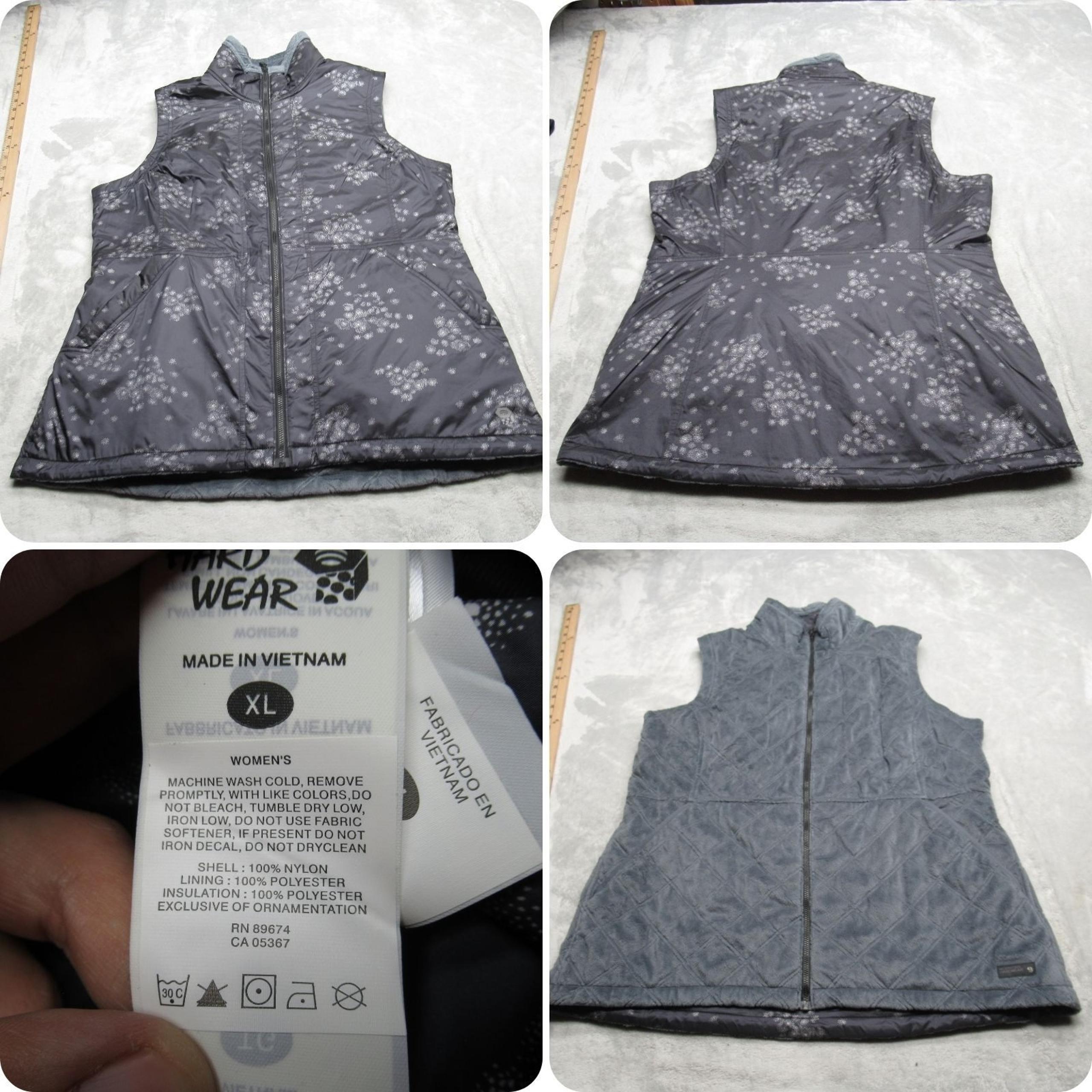 Mountain Hardwear Vest Womens XL Gray Reversible Insulated Quilted Puffer