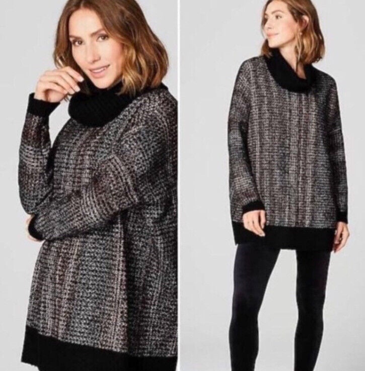 Pure J Jill Black Marled Dolman Oversized Sweater Knit Medium Large Petite NWT