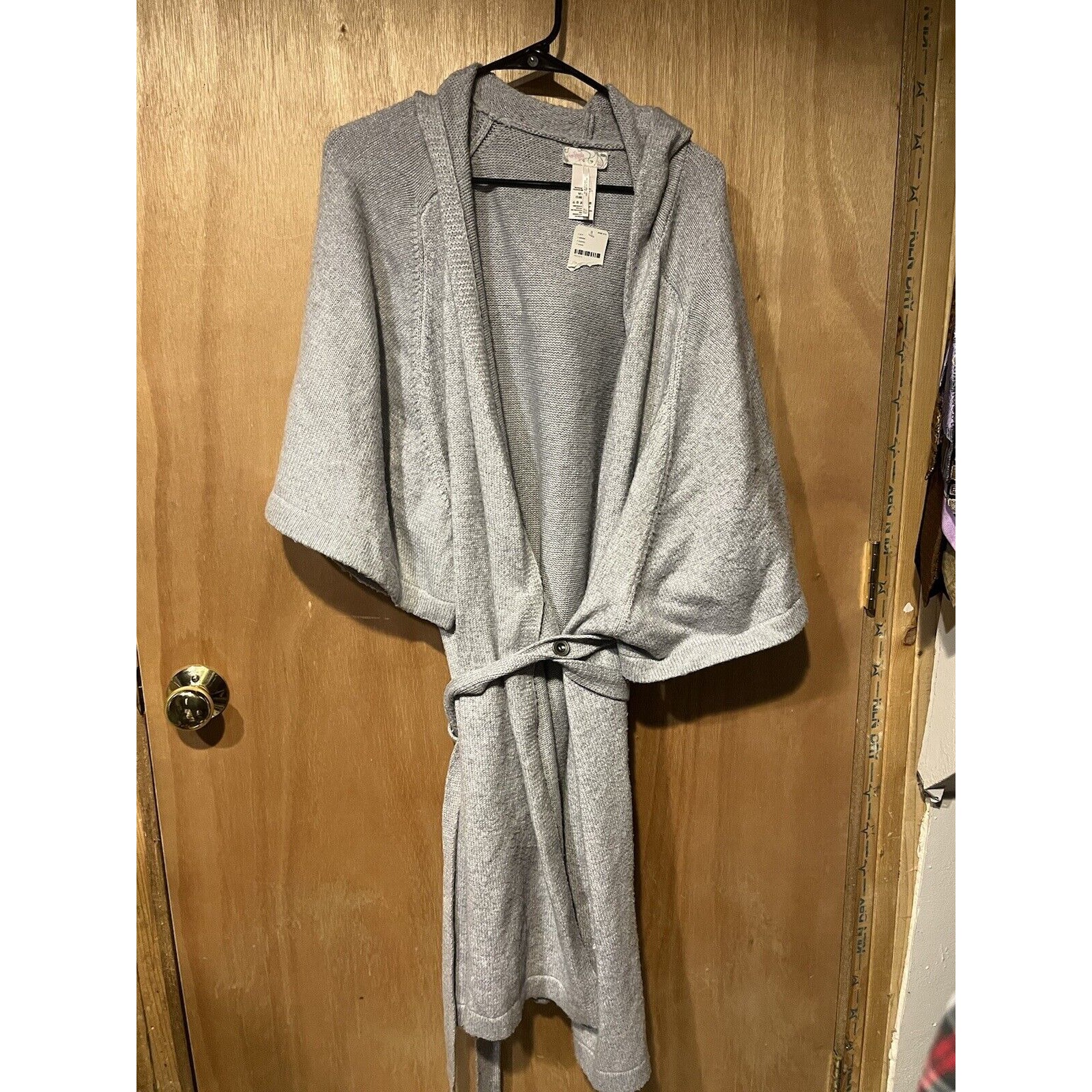 Free People Extra Long Cardigan Sweater Robe In Grey