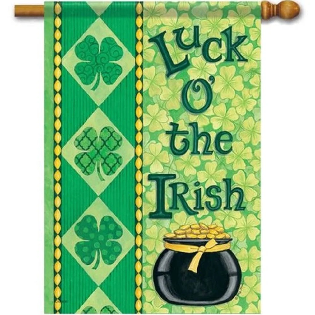 Irish Luck St. Patrick's Day House Flag- 2 Sided Message, 28 x 40