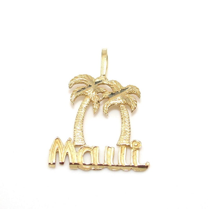 14K GOLD MAUI PALM TREE PENDANT