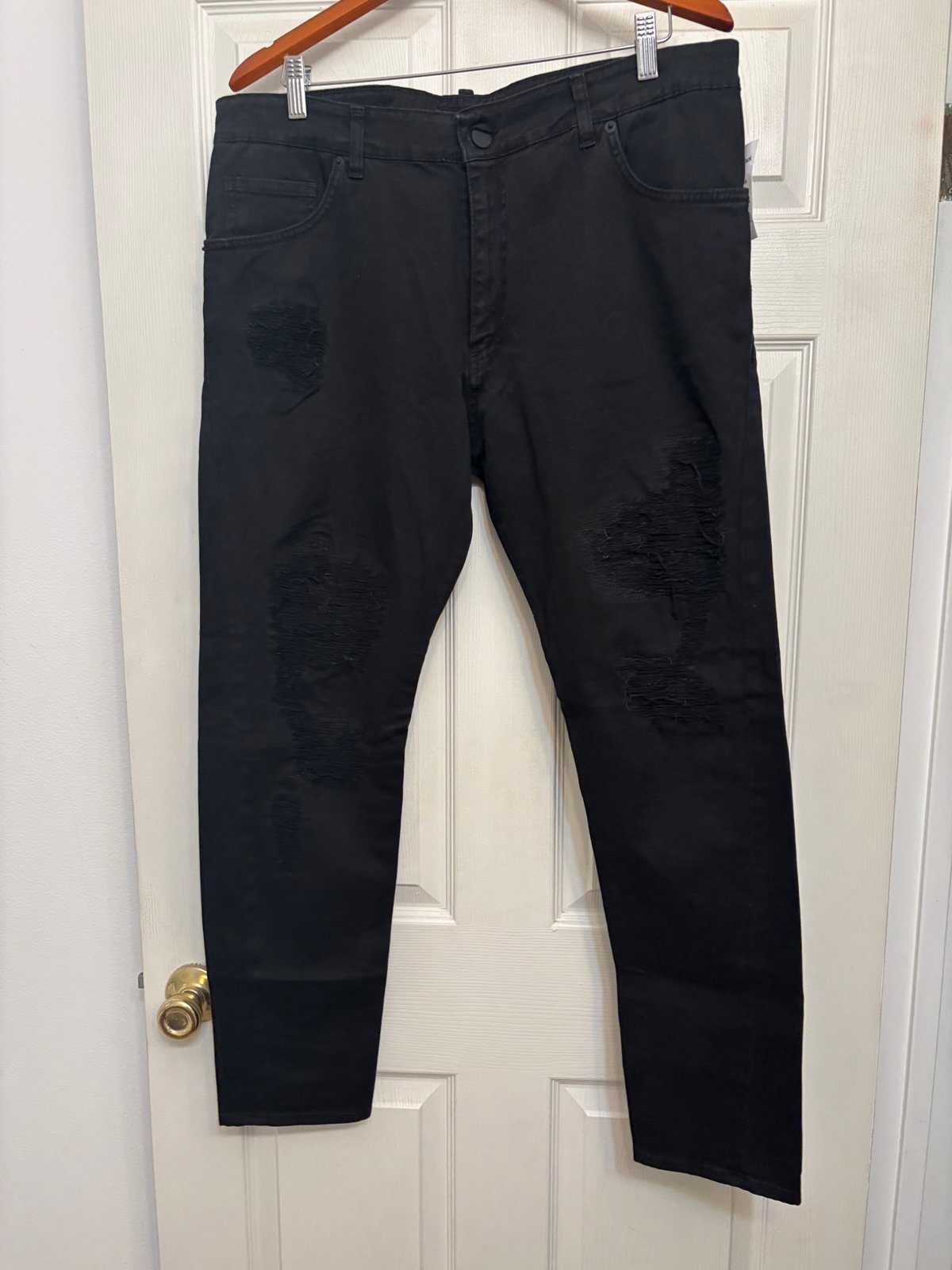 Jared Lang: Black Skinny Ripped Denim Jeans - JN-799