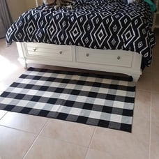 Front Door Mat Buffalo Plaid Outdoor Rug 27.5 x43 Black and White