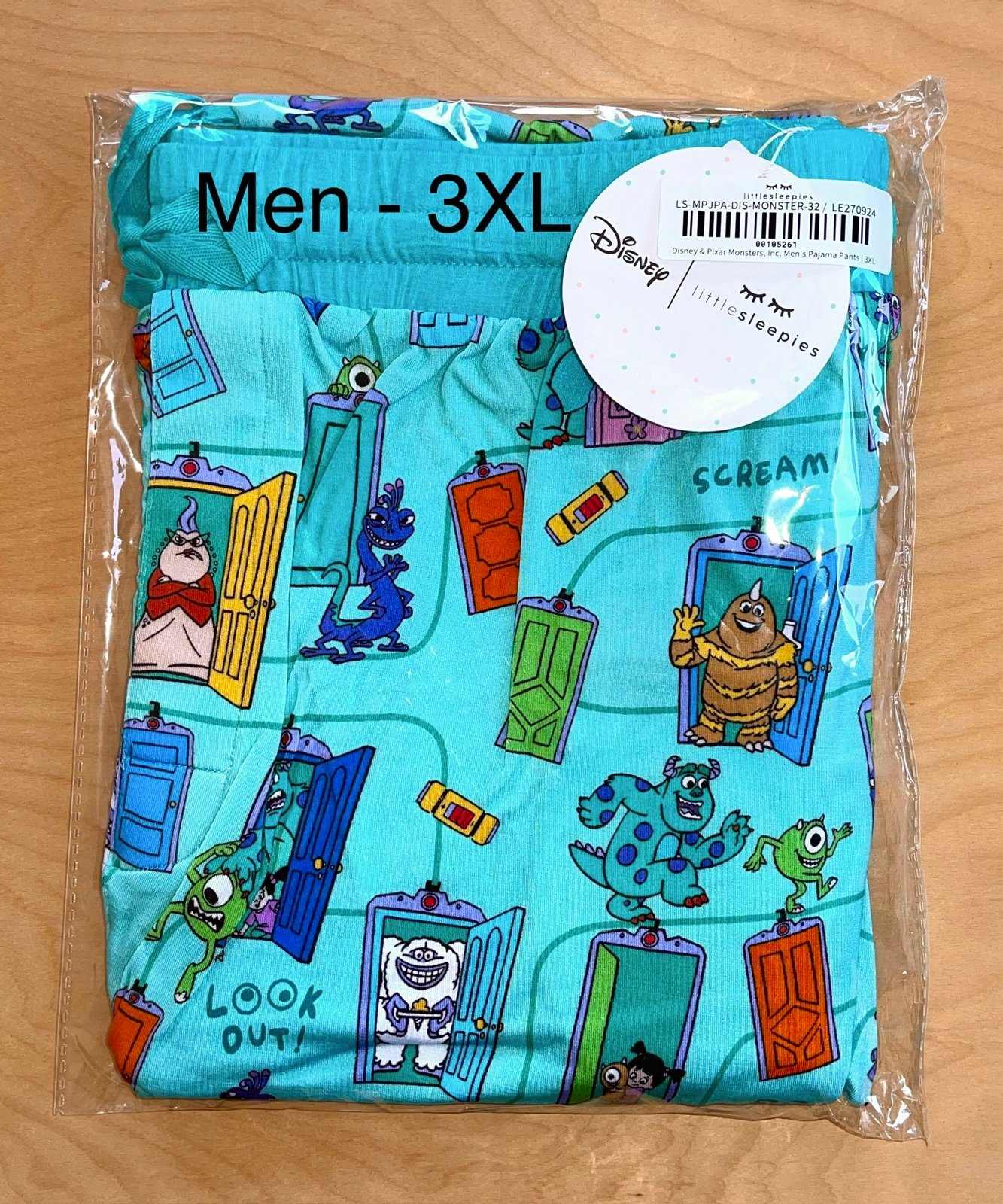 Little Sleepies Monsters Inc Scream Team Men’s PJ Pants (3XL) - NIB