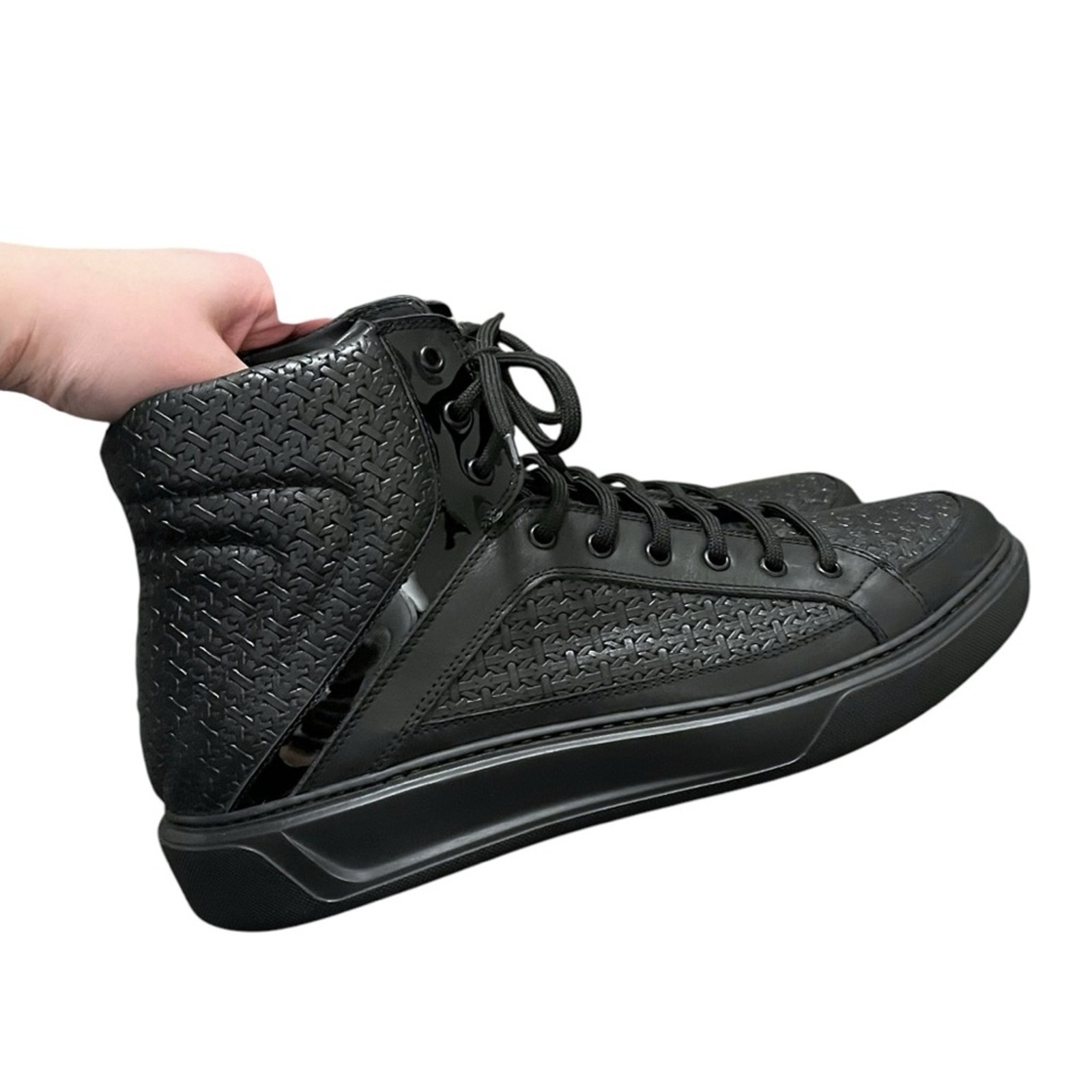 Giovanni Conti Black Leather High Top Sneakers