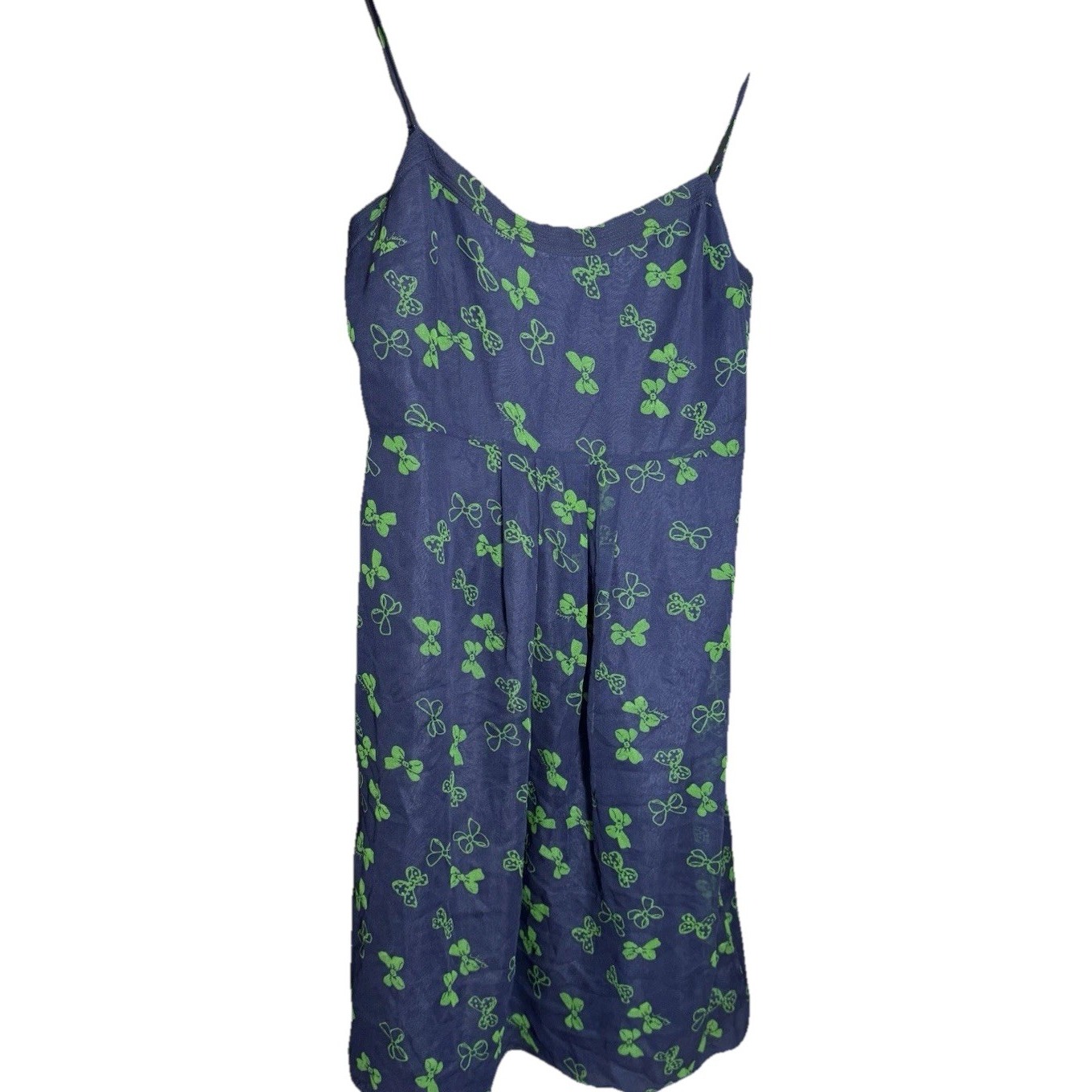 Juicy Couture Vintage Silk Dress 12 Deadstock navy green bows NWT babydoll