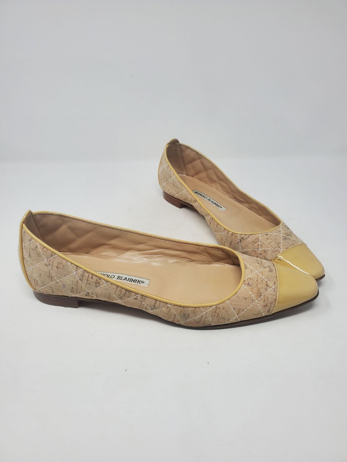 Manolo Blahnik Quilted Cork Flats 39.5