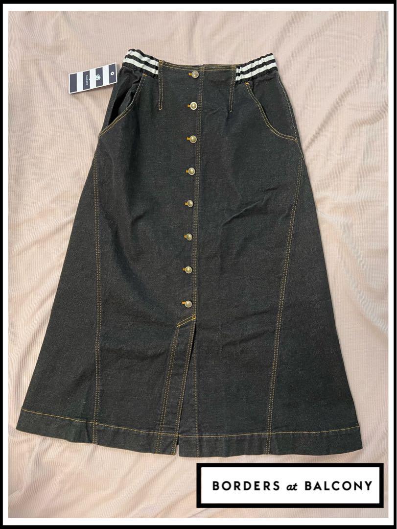 Borders at Balcony Front Button Denim Skirt 38