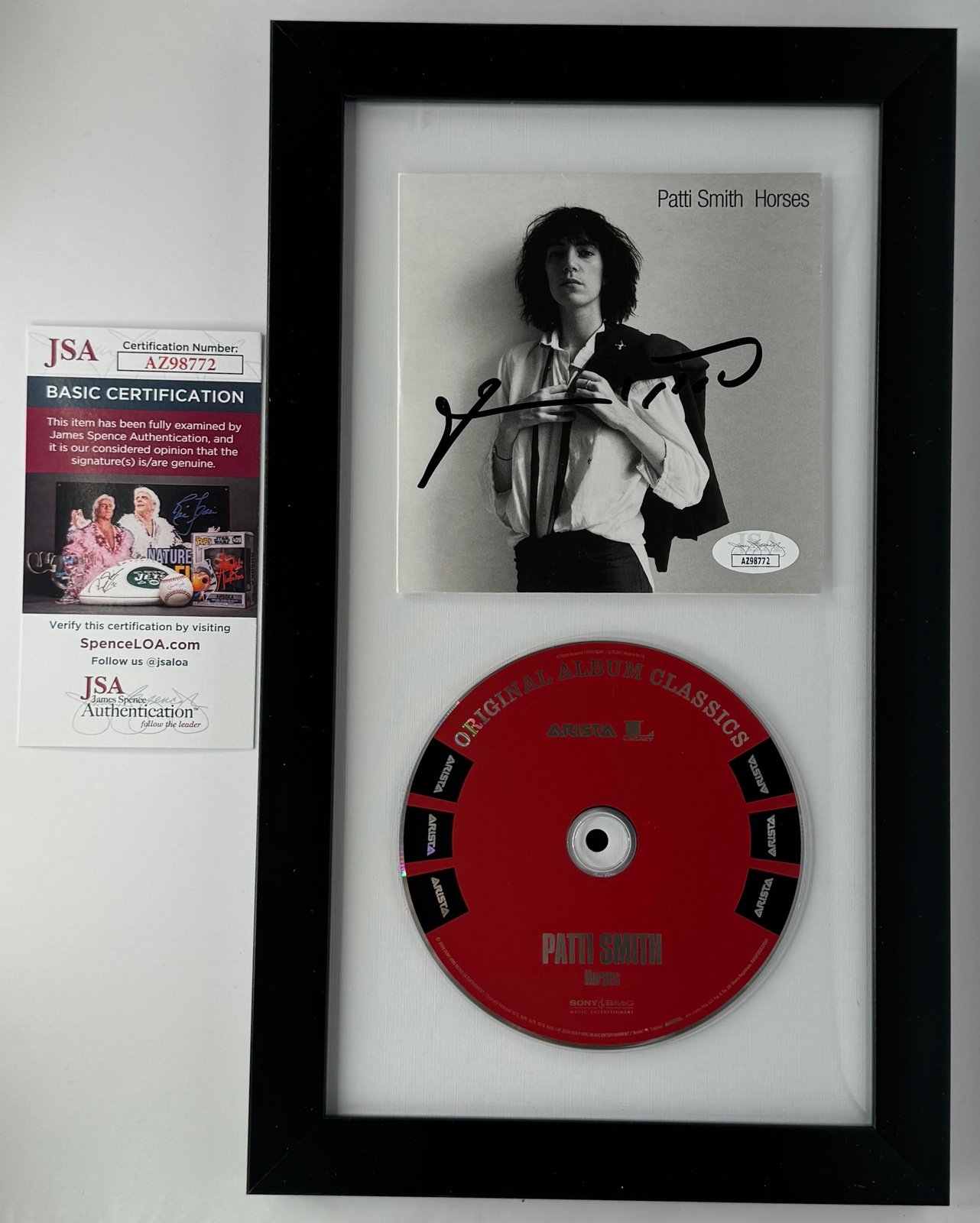 PATTI SMITH HAND SIGNED AUTOGRAPHED FRAMED HORSES CD + JSA COA
