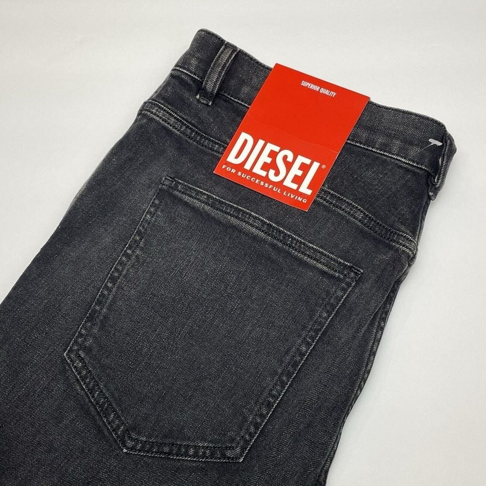NWT Diesel Slim Fit Bootcut Jeans Sz 36x32 (32.5 L) Black Stretch Mid Waist
