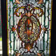 Vintage stained glass window panel