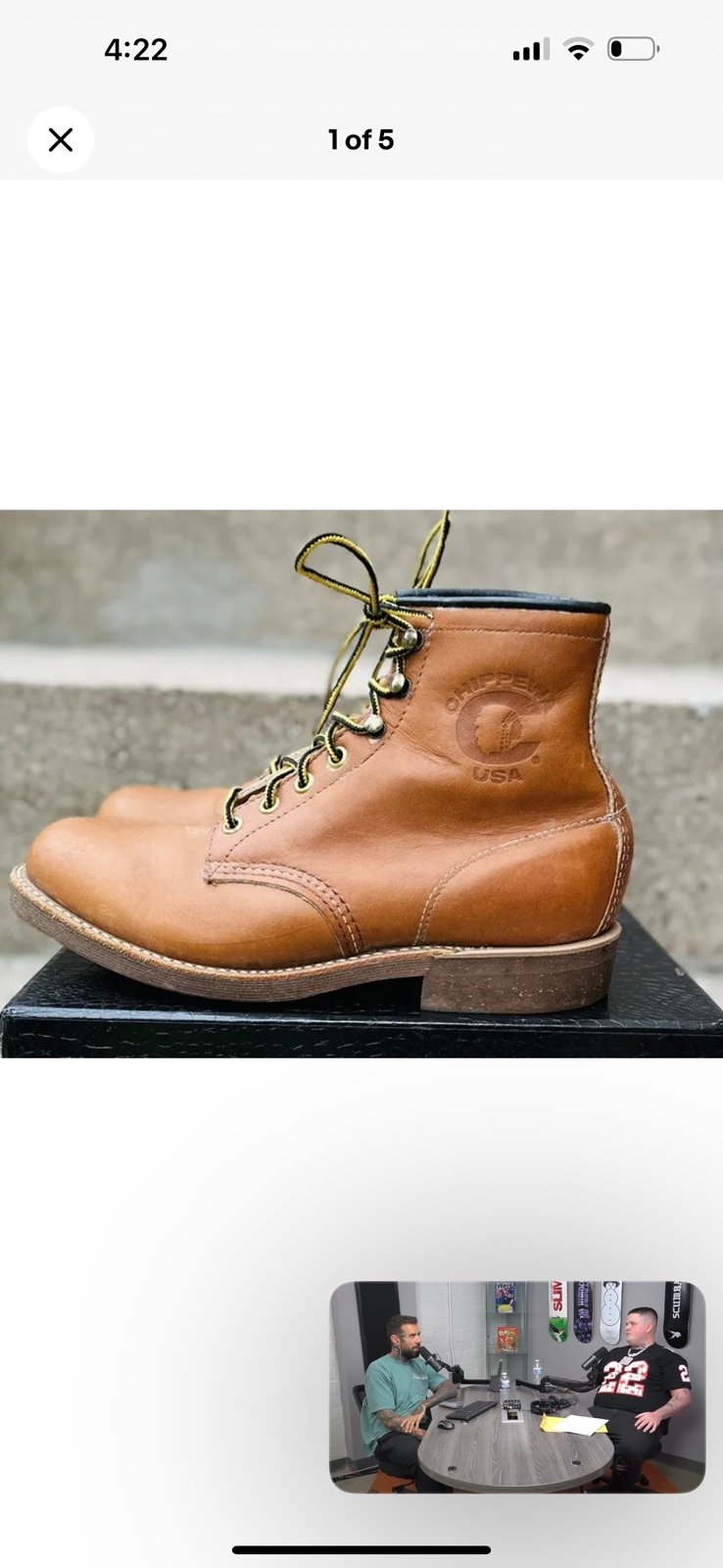Chippewa Original English Leather Tan Plain Toe 7.5 D Made In USA