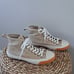 J. Crew Womens Tan Canvas High Top Sneakers Cream Soles Size 8