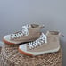J. Crew Womens Tan Canvas High Top Sneakers Cream Soles Size 8