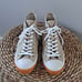 J. Crew Womens Tan Canvas High Top Sneakers Cream Soles Size 8