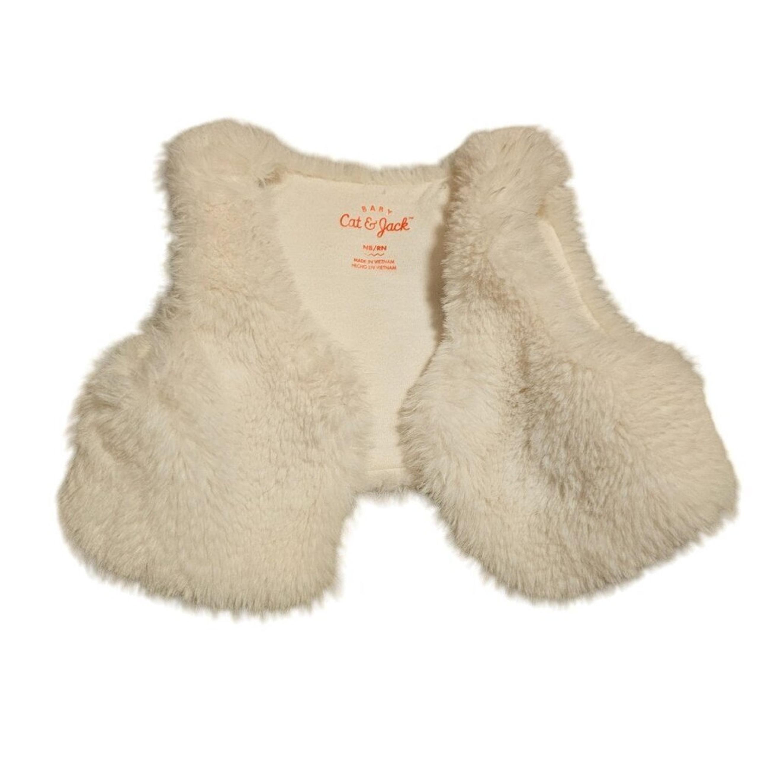 Cat & Jack NB Faux Fur Vest - Cream