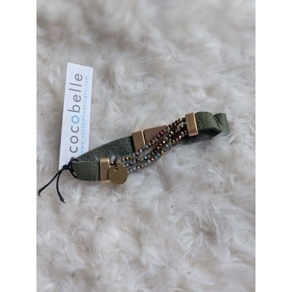 Anthropologie Cocobelle Shine-On Beaded Leather Magnetic Clasp Bracelet