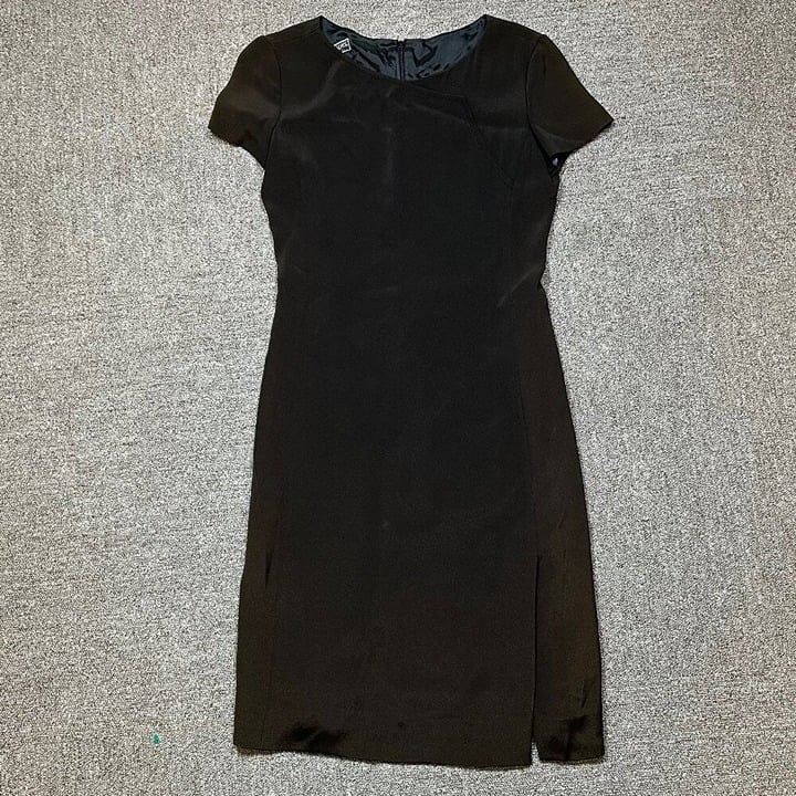 Vintage Giorgio Armani Le Collezioni Black Shift Dress Size 4 Short Sleeve