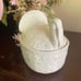 White Ceramic Turkey Shaped Lidded Stuffing Oval Bowl Lillian Vernon 1980s Vint