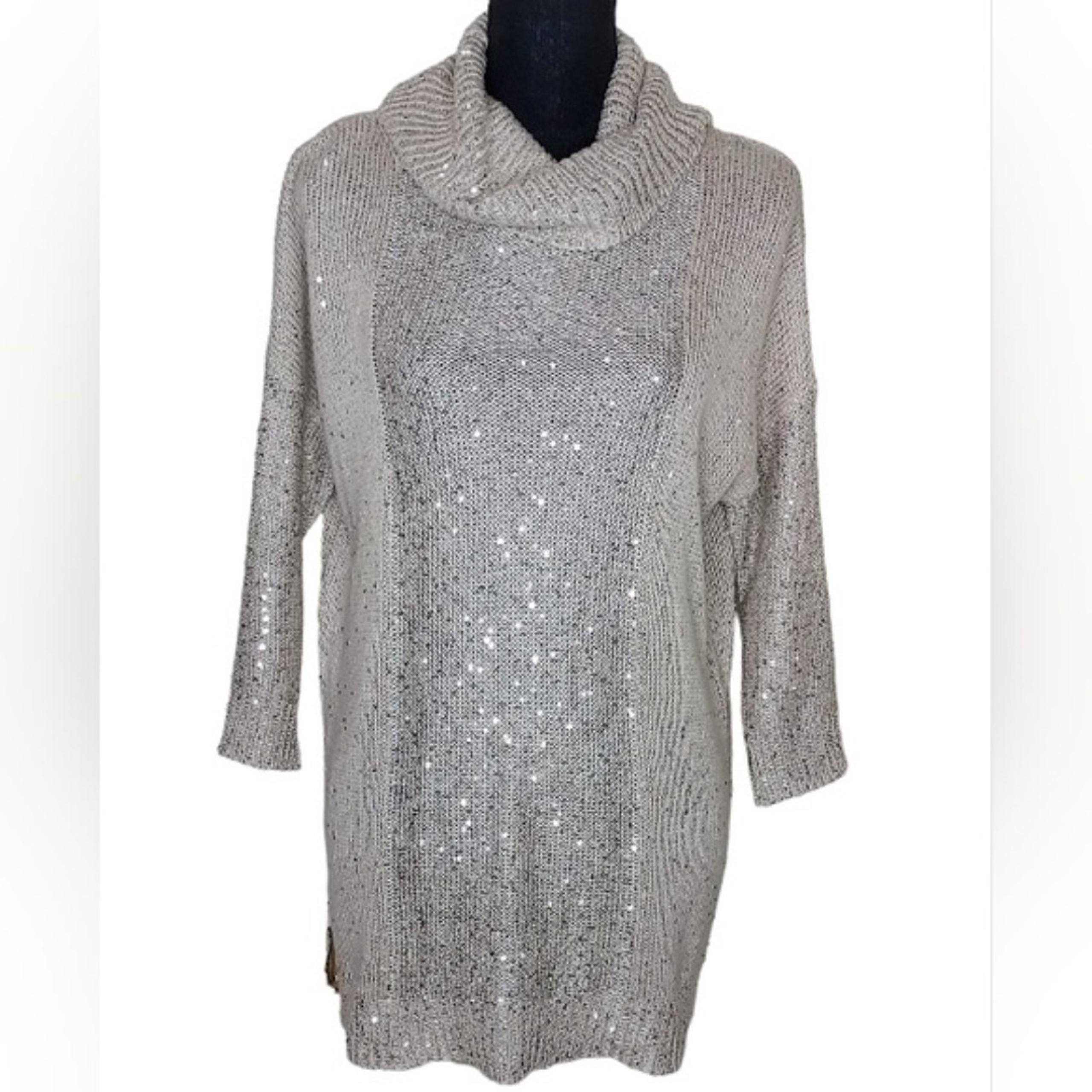 Belldini Women's L Sequin Cowl Neck 3/4 sleeve Fairy Princess Party Sweater