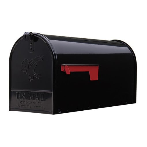 Elite Large, Steel, Post Mount Mailbox, Black, E1600B00