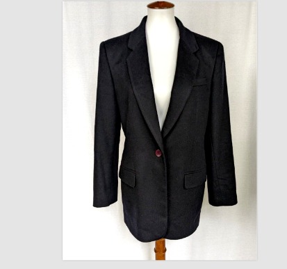 Lands' End Womens Cashmere Blazer Jacket Black Sz 10 Vintage