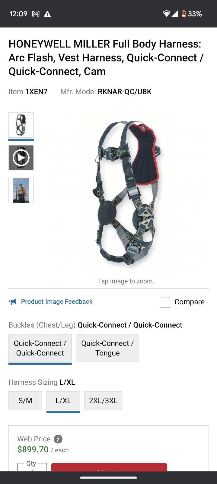 Honeywell Miller full body harness brand new 1xen7