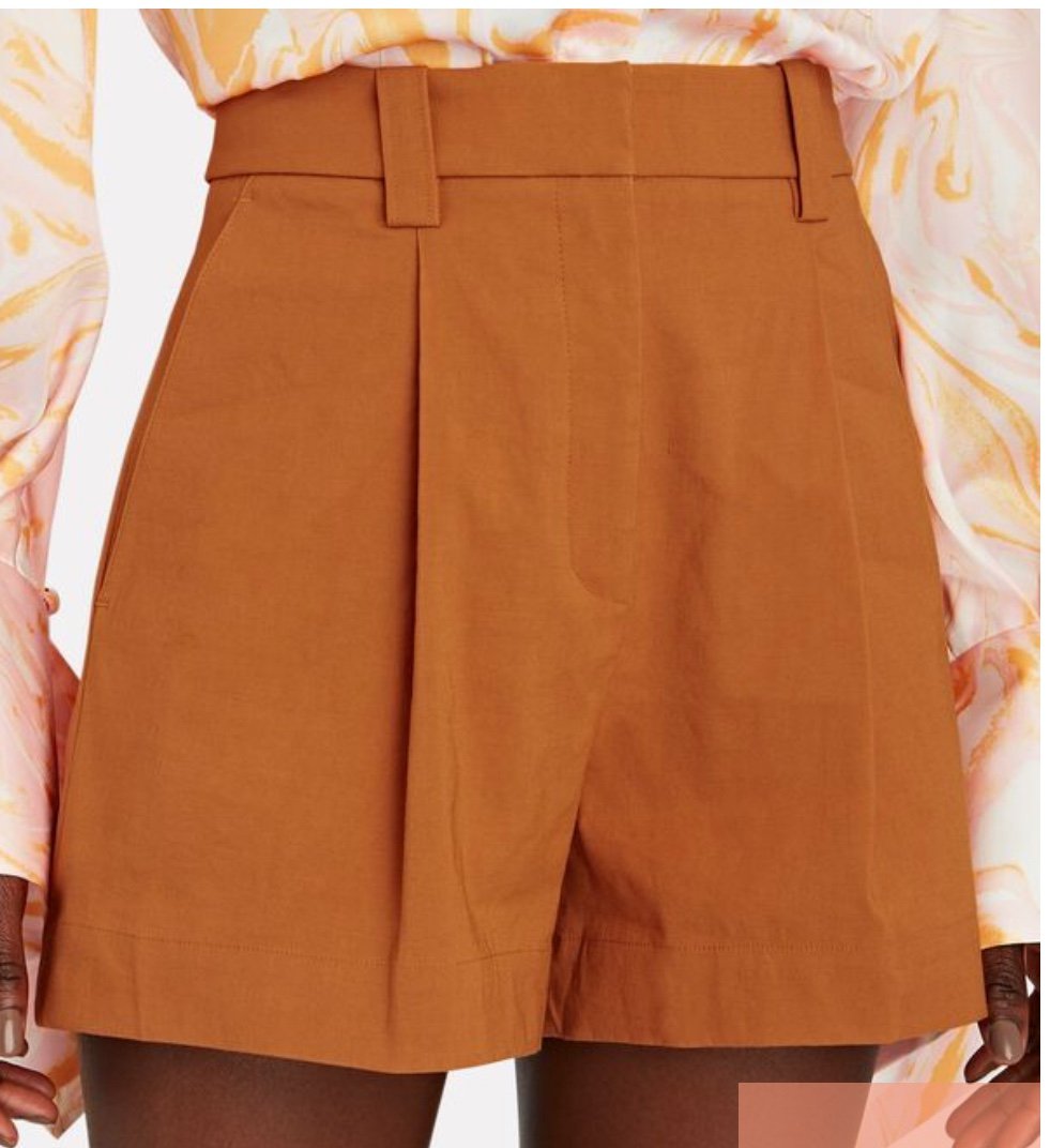 ALC Huxley Shorts Pleated Linen-Blend High Waisted Minimal Classic Orange Size 8