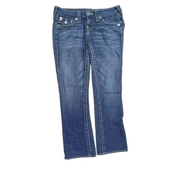 True Religion Women's Becky Low Rise Stretch Bootcut Jeans Blue Light Wash Sz 26