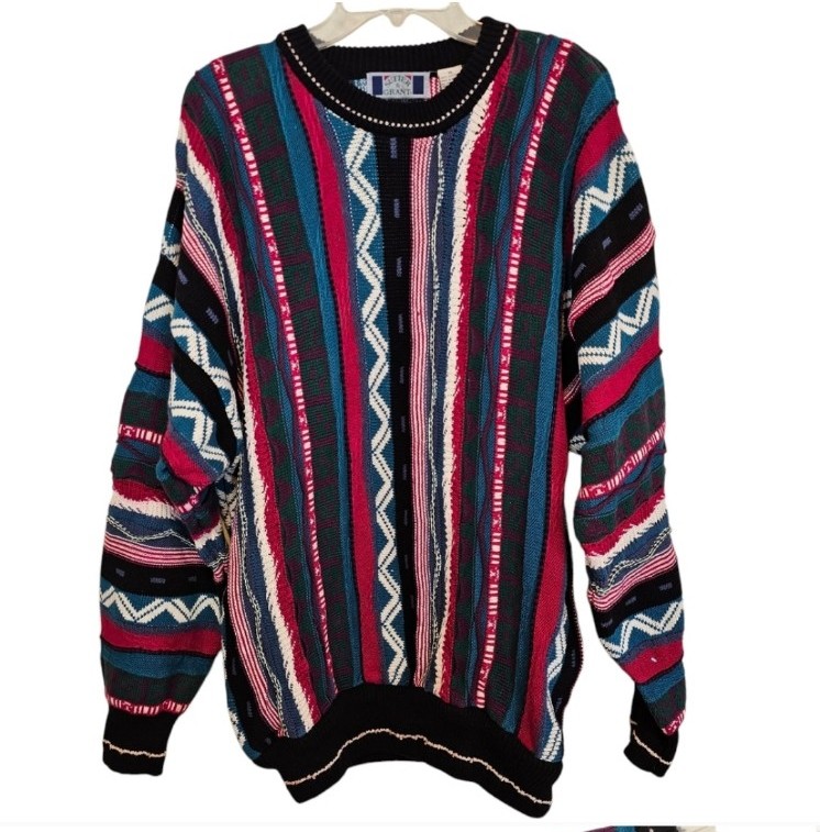 Sutter & Grant 3D Knit Vintage Sweater Baggy 90s Crewneck Pullover Oversized