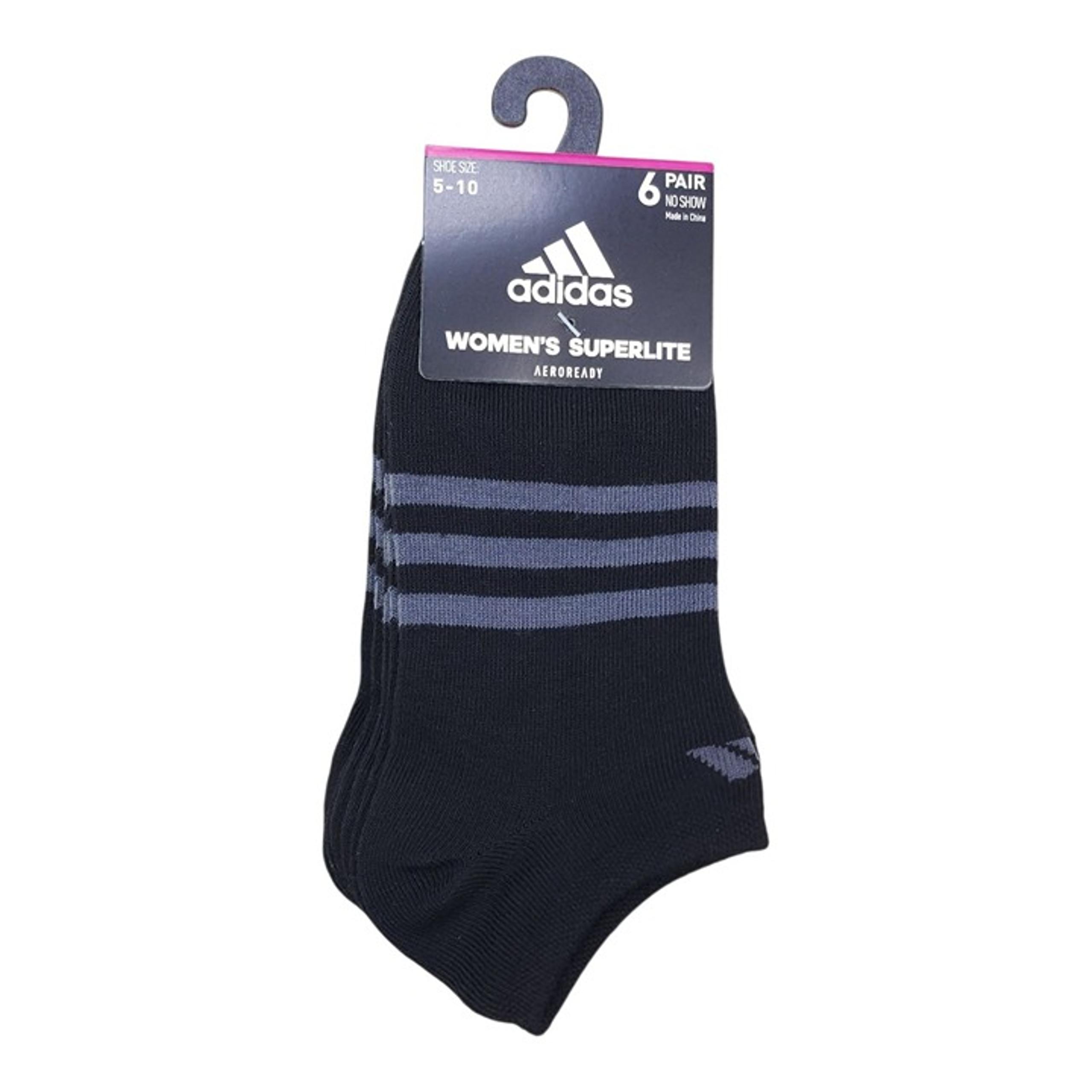 Adidas Womens Superlite No Show Aeroready Socks 6-Pair Pack Black Lightweight