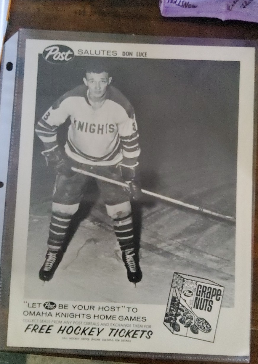 1969 hockey Post Cereal Don Luce photo