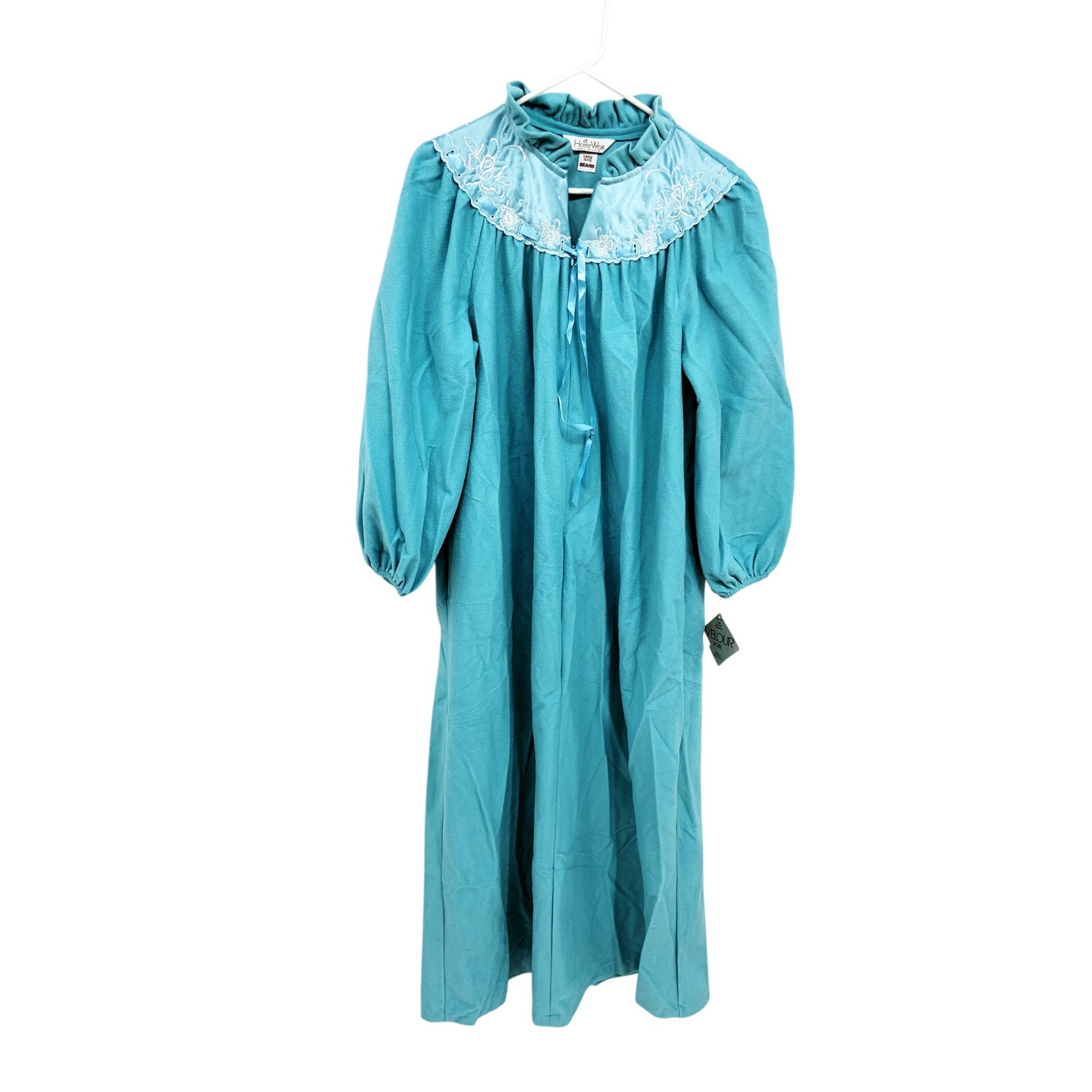 Vintage 60s 70s At Home Wear Sears Blue Fleece Robe Size L NWT