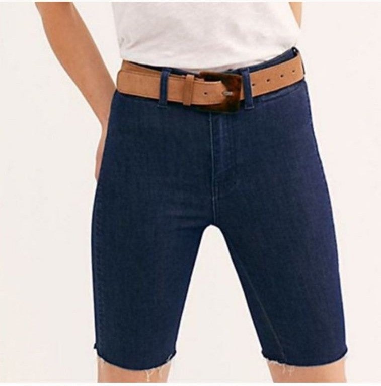 NWT Free People So Chic Biker Shorts in Rinse Colbalt