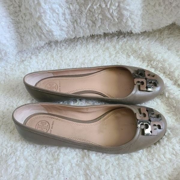 Tory Burch Lowell Logo Leather Ballet Flats sz 7