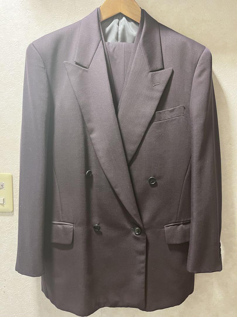 Purple Double-Breasted Tailored Jacket (Three-Piece Suit)