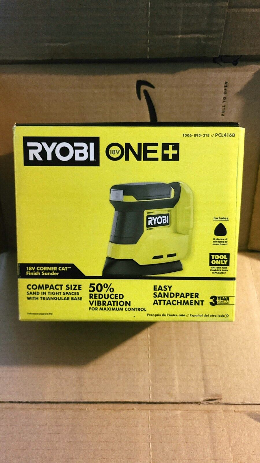RYOBI 18V ONE+ Corner Cat Finish Sander - Tool Only, Compact Design