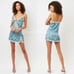 FRANKIES BIKINIS Juliet Lace Silk Tank in Blue Paisley