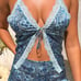 FRANKIES BIKINIS Juliet Lace Silk Tank in Blue Paisley