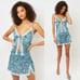 FRANKIES BIKINIS Juliet Lace Silk Tank in Blue Paisley