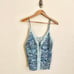 FRANKIES BIKINIS Juliet Lace Silk Tank in Blue Paisley